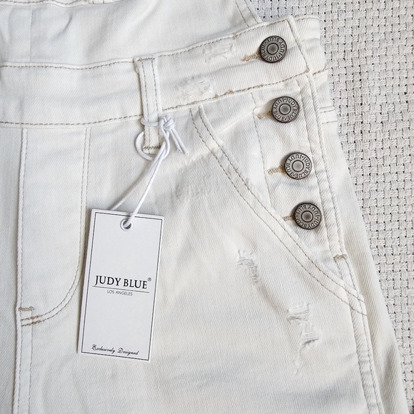 Judy Blue Garment Dyed Straight Leg Cuffed Hem Overalls Jumper Size Small New - Picture 4 of 14